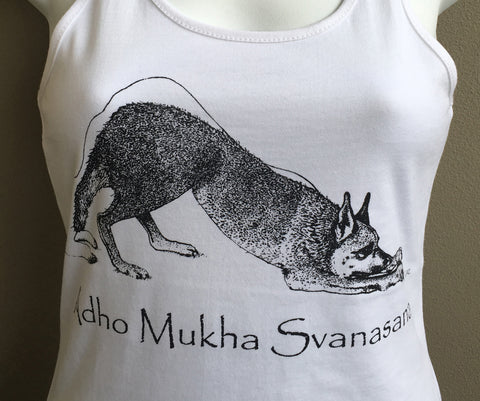 Adho Mukha Svanasana or Downward Dog Pose print Tees and Singlets